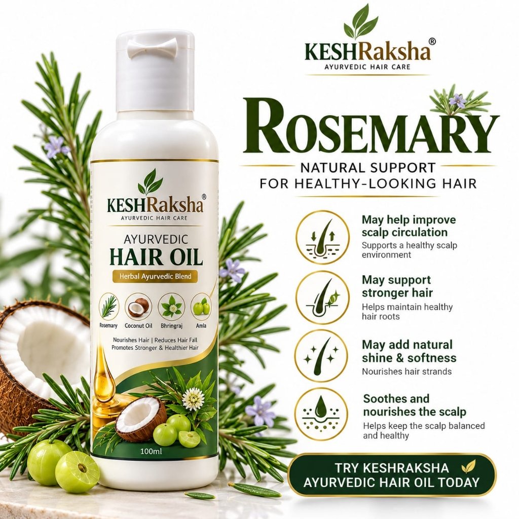 KESHRaksha Ayurvedic Hair Oil - Rosemary, Coconut Oil, Bhringraj, Amla